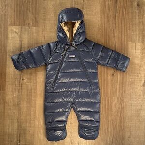 Patagonia Baby Down Bunting - Navy with Tan Lining